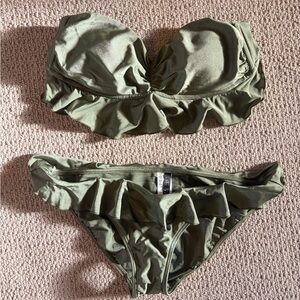 Seafolly Olive Green Ruffle Bikini Set